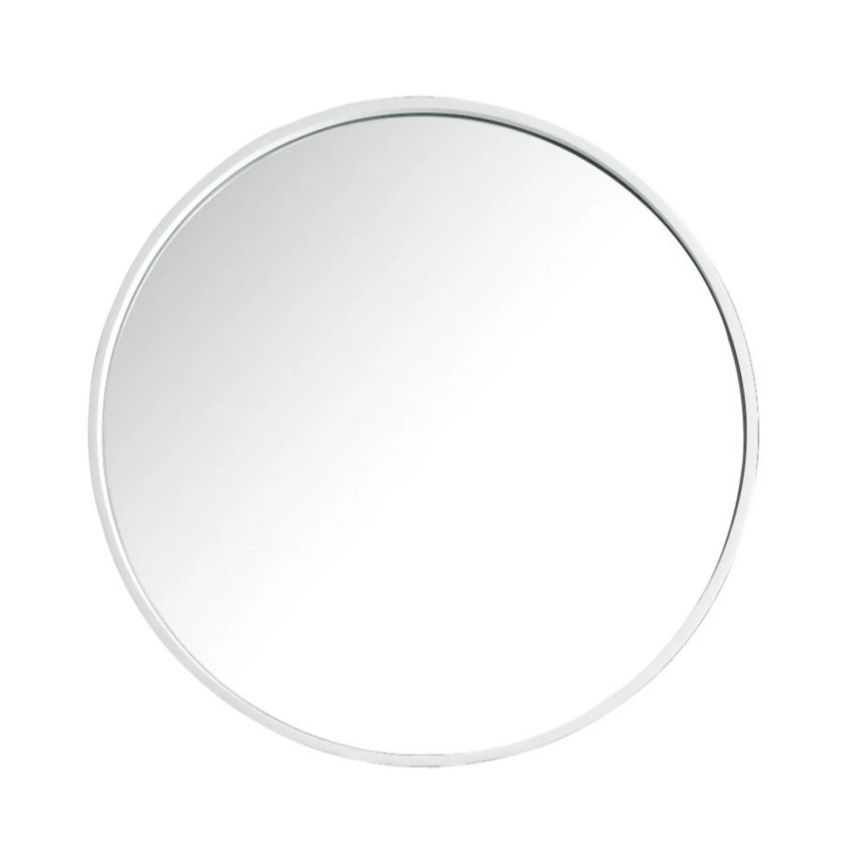 30" Round Mirror White Distressed (Plastic Frame/Plastic Molded Backing) C/P 4