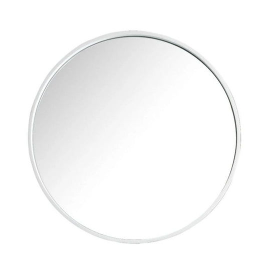 30" Round Mirror White Distressed (Plastic Frame/Plastic Molded Backing) C/P 4