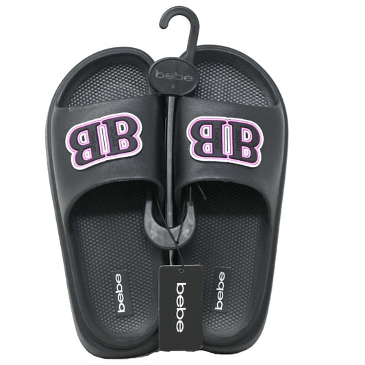 BLK/PNK BEBE WOMEN EVA SLIDE wDOUBLE B RUBBER PATCH 5-ASST SIZE C/P 12