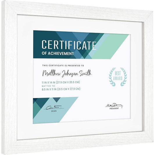4pk 11X14" WHT MATTED WOODGRAIN FRAME C/P 1