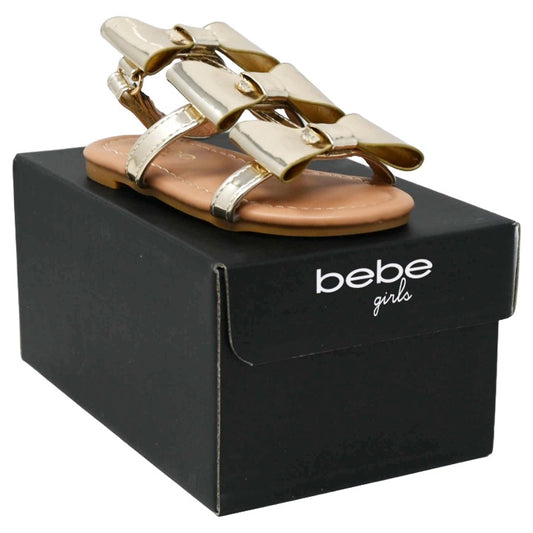 GIRLS LT.GOLD FLAT SANDAL wOVERSIZED BOWS BEBE 6-ASST SIZE C/P 12