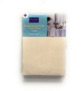 70" ROUND CREAM POLYESTER WATERPROOF TABLE CLOTH C/P 12