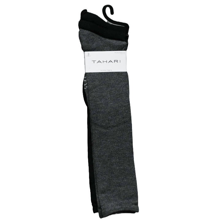 3pk TAHARI LADIES BLK/GRY KNEE HIGH SOCKS C/P 60