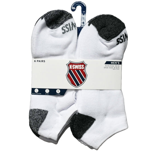 6pk K-SWISS MEN HF CSH LOW CUT MARLED SOCKS C/P 36
