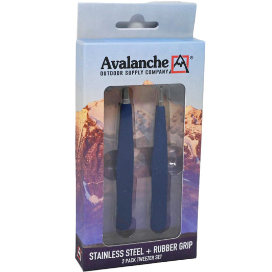 2pk AVALANCHE TWEEZER SET W/RUBBER C/P 144