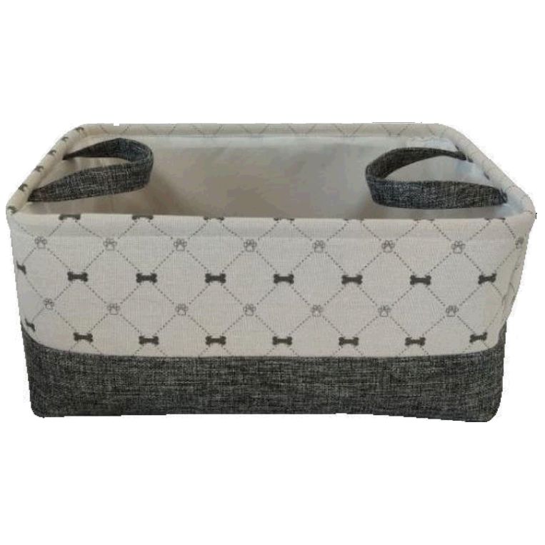 RECTANGULAR PET STORAGE BIN W/IVORY LINEN C/P 12