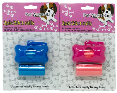 DOG WASTEBAGS  40CT W HOLDER 3 C/P 48