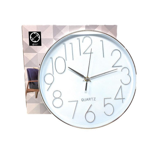 HANGING CLOCK SILVER 28D, SILENT MOVEMENT C/P 12