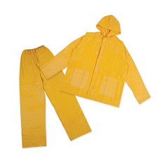 2pc MED YELLOW LAMINATED INDUSTRIAL RAINSUIT C/P 12