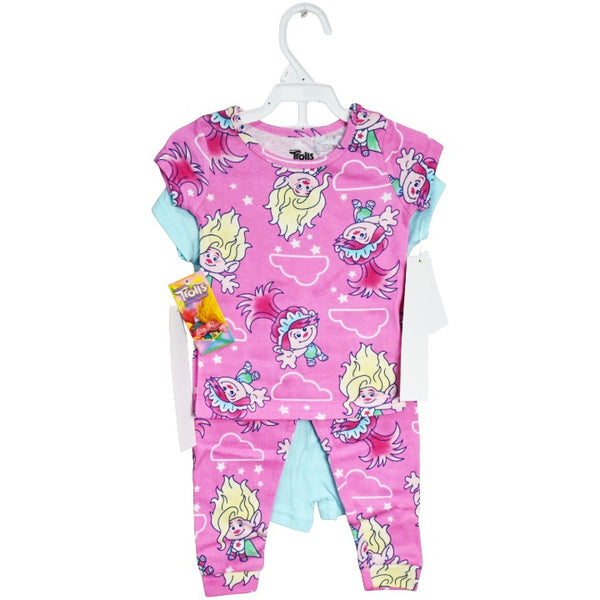 Sisters Reunited Sz 2T,3T,4T 4pc Pajama Set Sleepwear C/P 6 Trolls 3