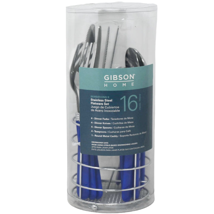 16pc SS Flatware Set Cobalt Handle Sensations II C/P 4