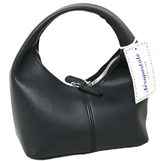 BLACK SMALL HOBO BAG W/WRAP AROUND CIRCULAR ZIPPER AEROPOSTALE C/P 24