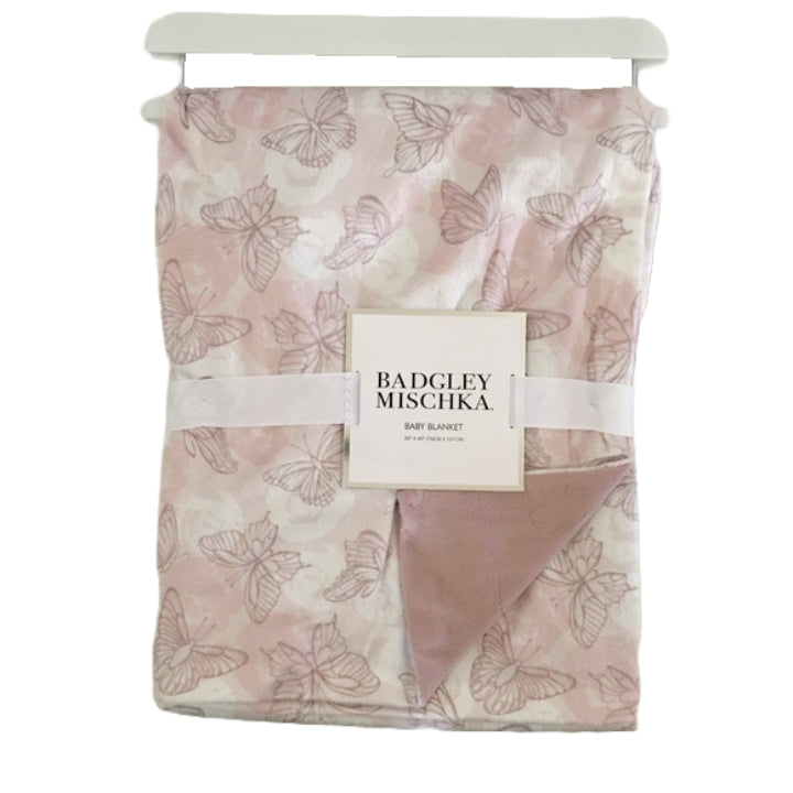 All Over Butterfly Printed Mink on Mink Kids Throw Blanket Badgley Mischka C/P 30