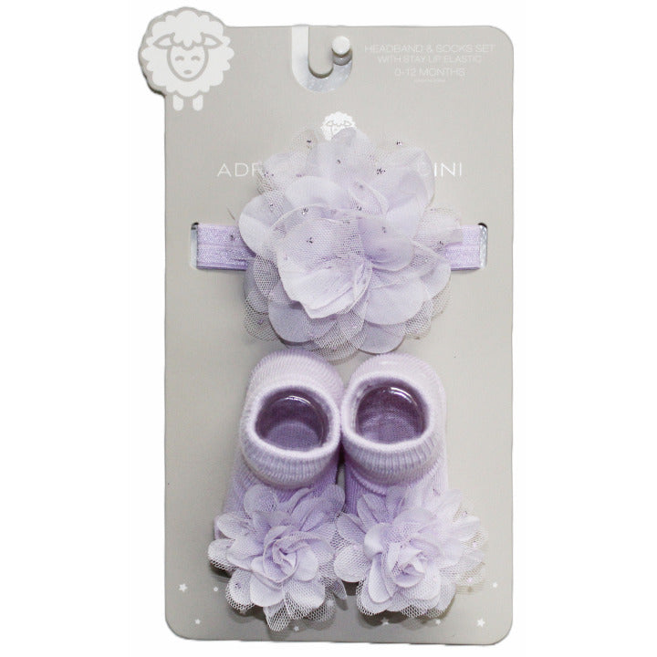 1pk INFANT LILAC HEADBAND/SOCK SET C/P 36