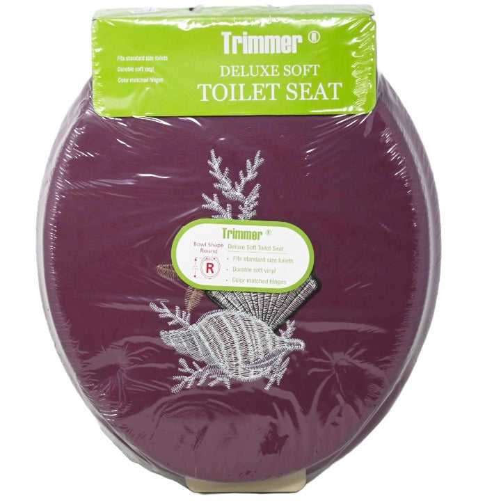 *OUTSIDE OF CA*Toilet Seat Soft Embroidered Burgundy C/P 6
