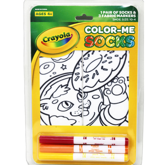 1pk CRAYOLA GIRLS COLOR-ME SPACE CAT NS SOCKS SIZE 6-8 C/P 36