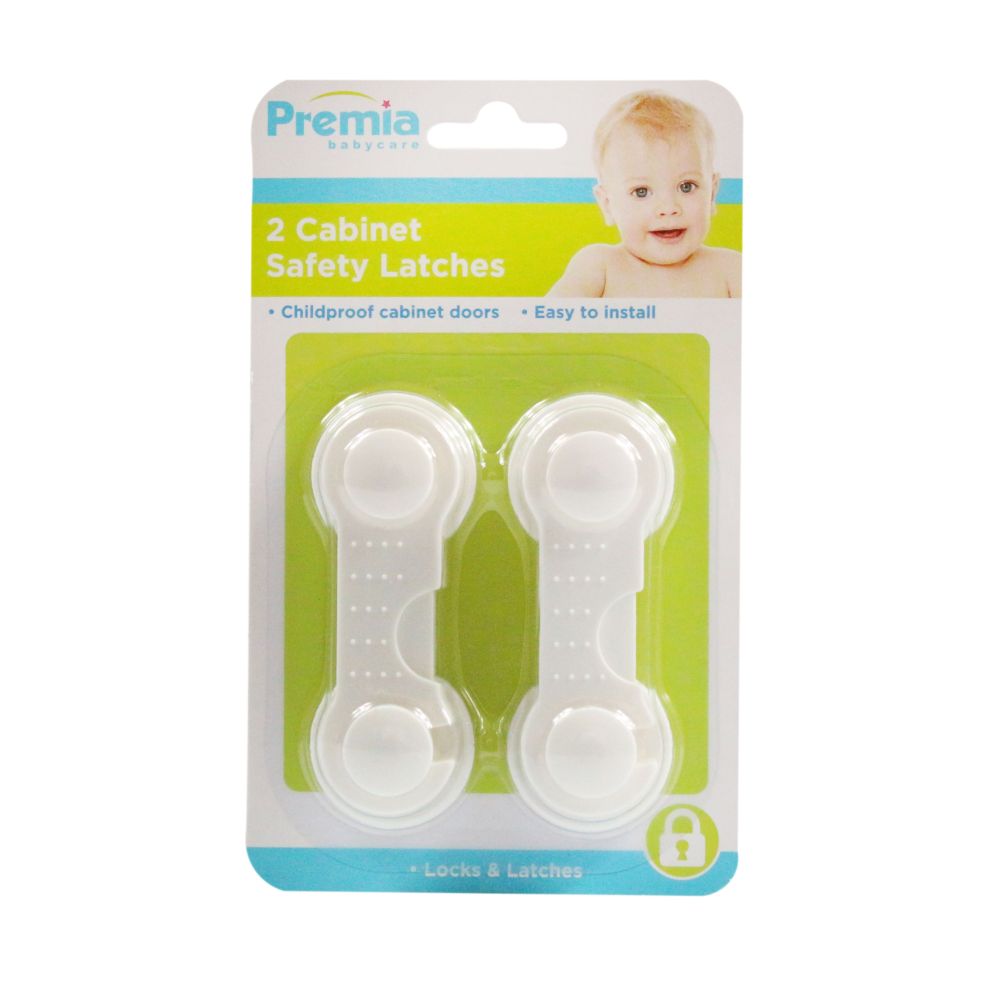 2pc PREMIA BABY SAFE WHITE CABINET LATCHES C/P 36