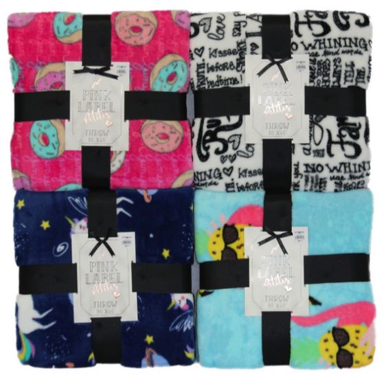 50"x60" PRINTED PLUSH THROW C/P 4