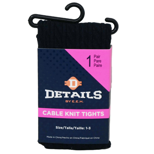 1pk GIRLS NAVY DETAILS CABLE KNIT TIGHTS SIZE 1-3 C/P 60