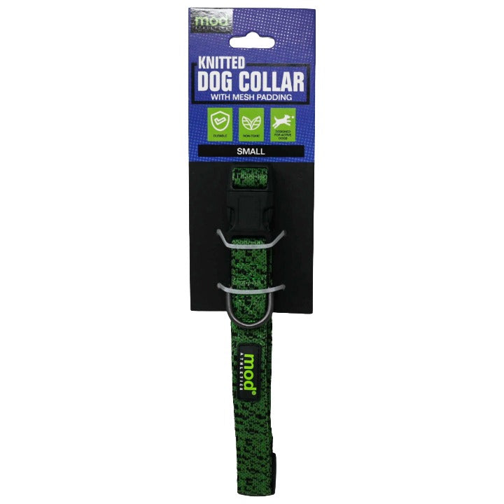 DOG COLLAR KNITTED WITH MESH PADDING GREEN C/P 72