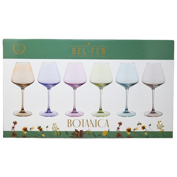 6pk Color Wine Glasses C/P 4 Bel Fer