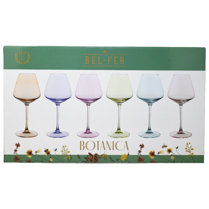 6pk Color Wine Glasses C/P 4 Bel Fer