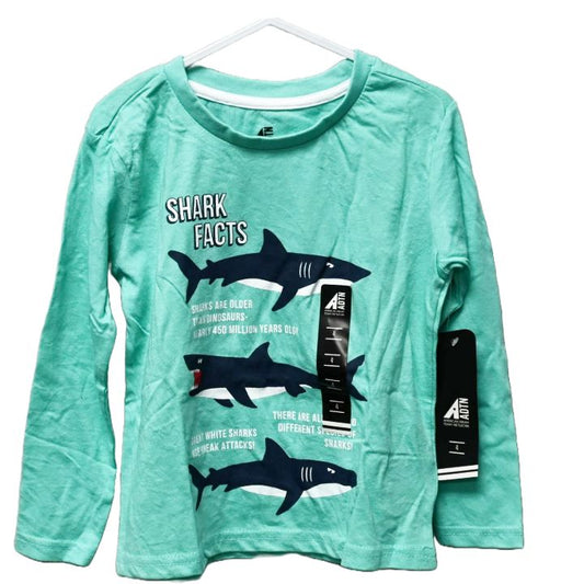 BOYS SIZE 4-7 L/S SHARK FACTS T-SHIRT C/P 24