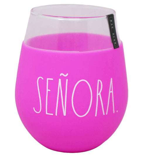 22oz SENORA WINE GLASS WITH PINK SILICONE SLEEVE C/P 24