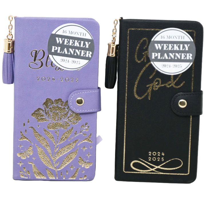 7.3"x3.75" HARDCOVER PU POCKET PLANNER W/PU TASSLE ASST C/P 24