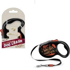 DOG RETRACTABLE LEASH 10FT PRINT BLACK PLASTIC C/P 48