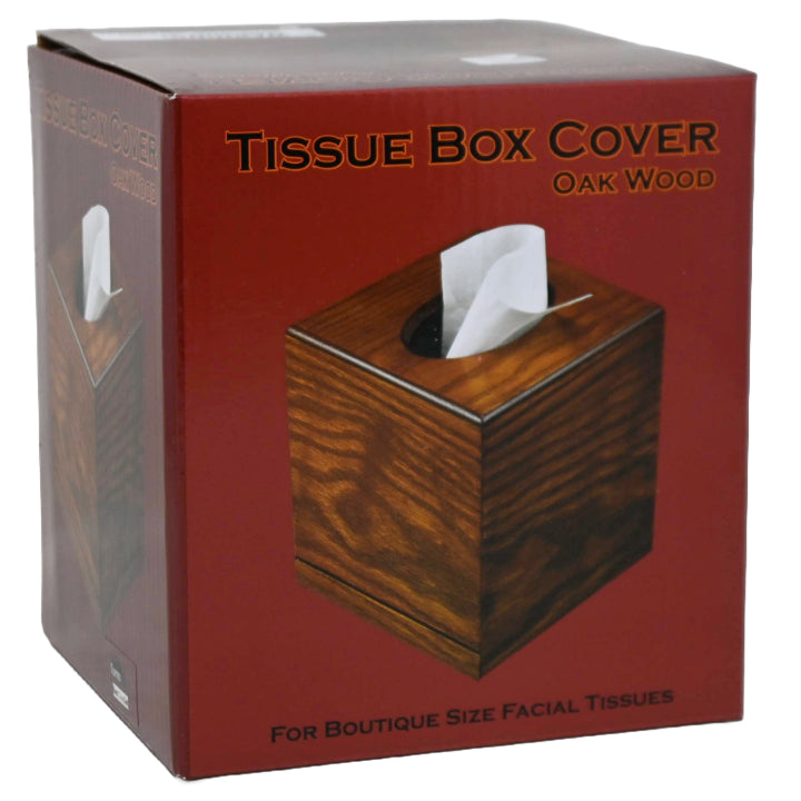 SMALL OAK WOOD TISSUE BOX C/P 24