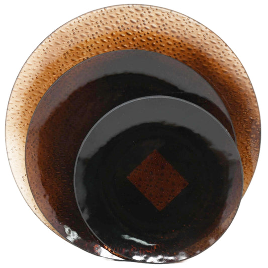 3pc ROUND GLASS PLATE 3-ASST SIZE C/P 6