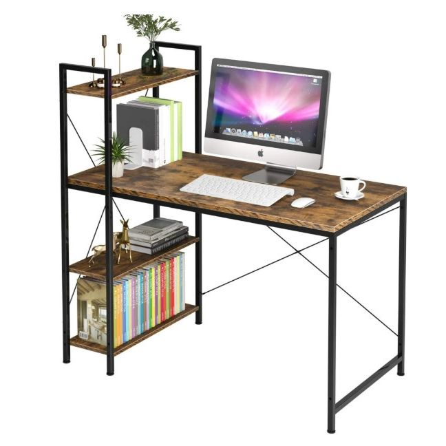 47" RUSTIC BROWN DESK WITH METAL LEGS C/P 1