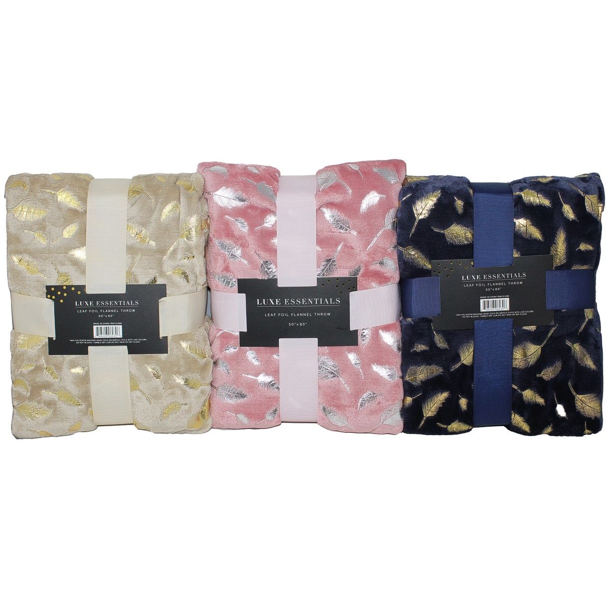 50"x60" LEAF FOIL FLANNEL THROW ASST C/P 48