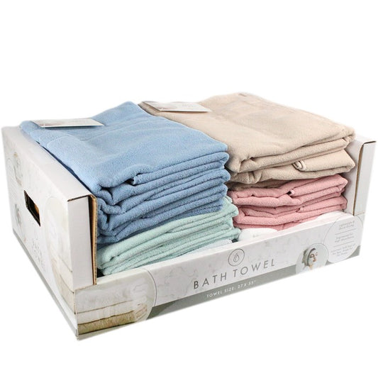 27" X 55" BATH TOWEL 6 ASSORTED COLORS IN PDQ C/P 96