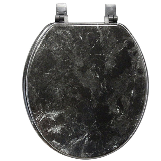 *OUTSIDE OF CA*Toilet Seat Marble Painting Black Marble C/P 6