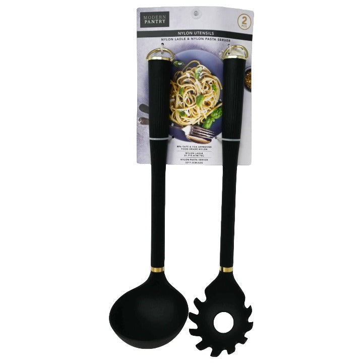 2pc Blk Ladle & Pasta Server C/P 72
