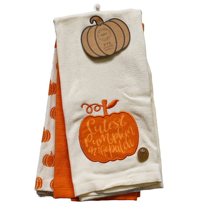 3pk "PUMPKIN" KITCHEN TOWEL SET C/P 24