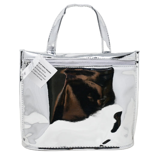 INSULATED SILVER COSMETIC TOTE C/P 12