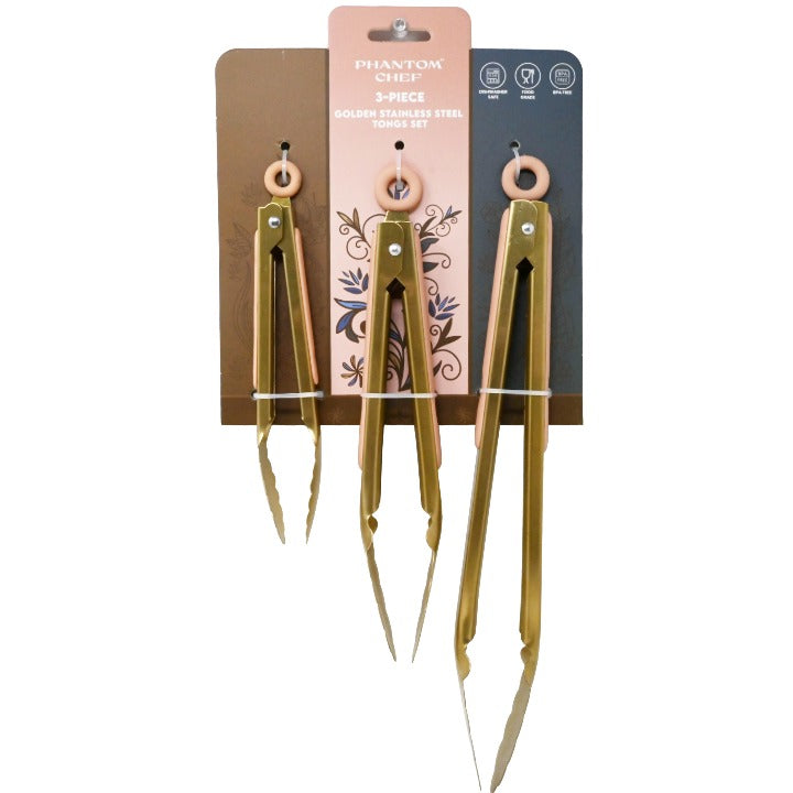 3pc Apr Gld Tong Set C/P 12 Phantom Chef