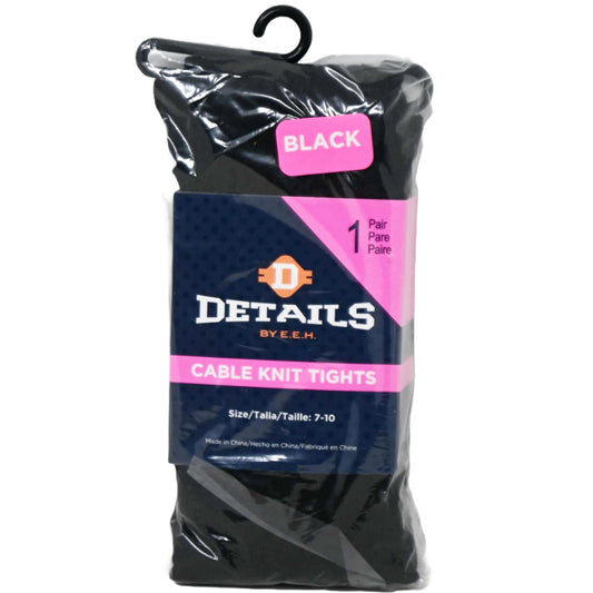 1pk BLACK DETAILS CABLE KNIT TIGHTS SIZE 7-10 C/P 60