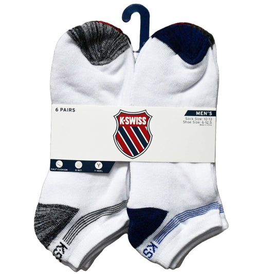 6pk K-SWISS MEN HF CUSH LOW CUT RANDOM FEED SOCKS C/P 36