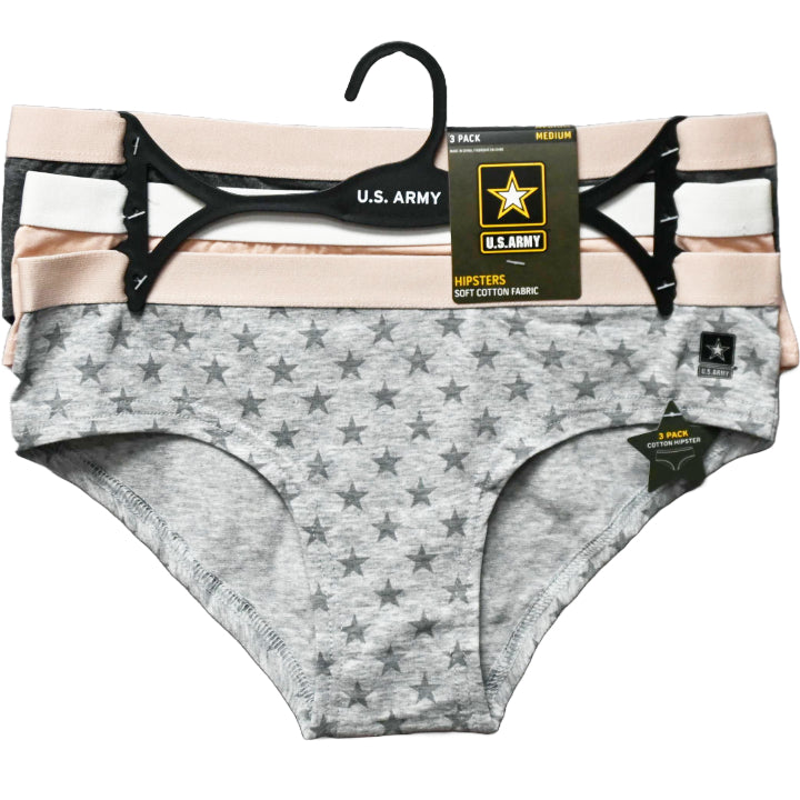 3pk WOMEN ARMY PRINTED COTTON HIPSTER ASST SIZE C/P 36