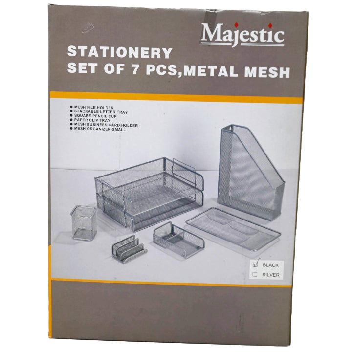 7pc SILVER METAL MESH STATIONERY SET C/P 6