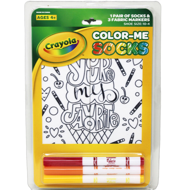 1pk CRAYOLA COLOR-ME ICE CREAM NS SOCKS SIZE 6-8 C/P 36