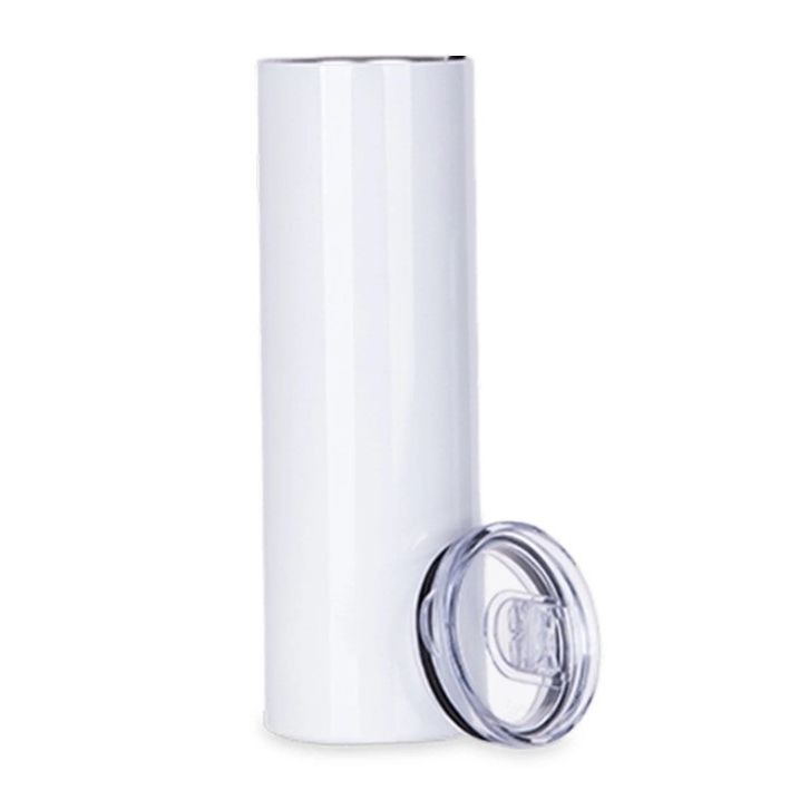 30oz White Stainless Steel Double Wall Tumbler w/Lid (No Label or UPC) C/P 25