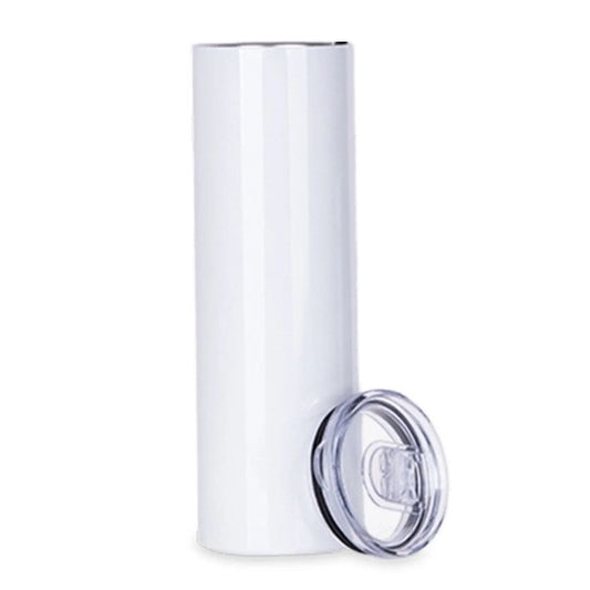 30oz White Stainless Steel Double Wall Tumbler w/Lid (No Label or UPC) C/P 25