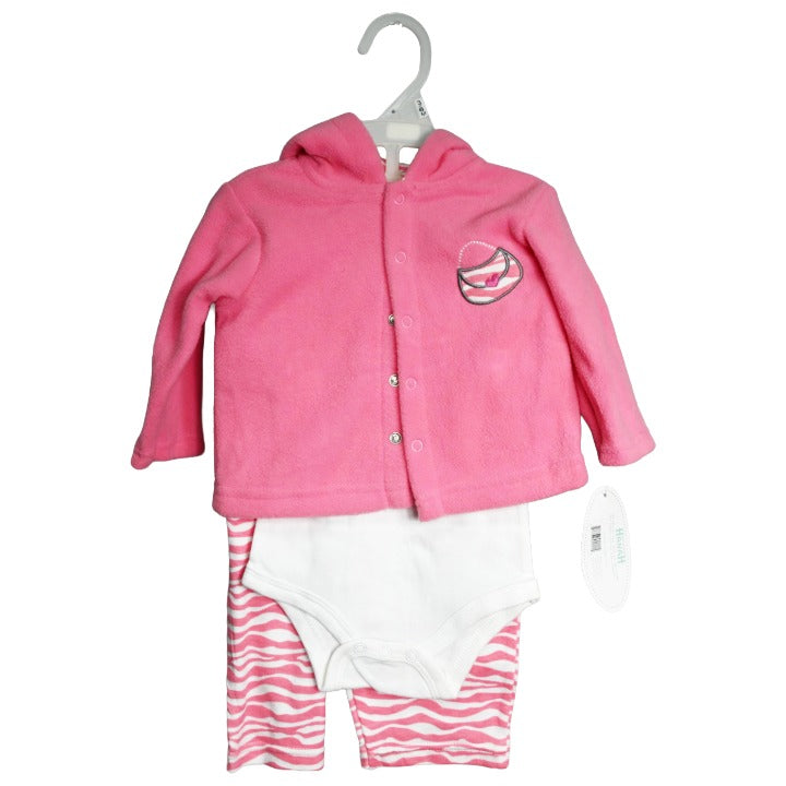 3pc NB Pnk Hrt Baby Clothing Set C/P 12 Kristen Hanah