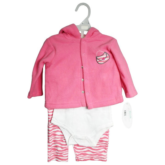 3pc NB Pnk Hrt Baby Clothing Set C/P 12 Kristen Hanah