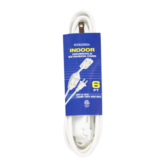 6ft WHITE INDOOR EXTENSION CORDS C/P 50